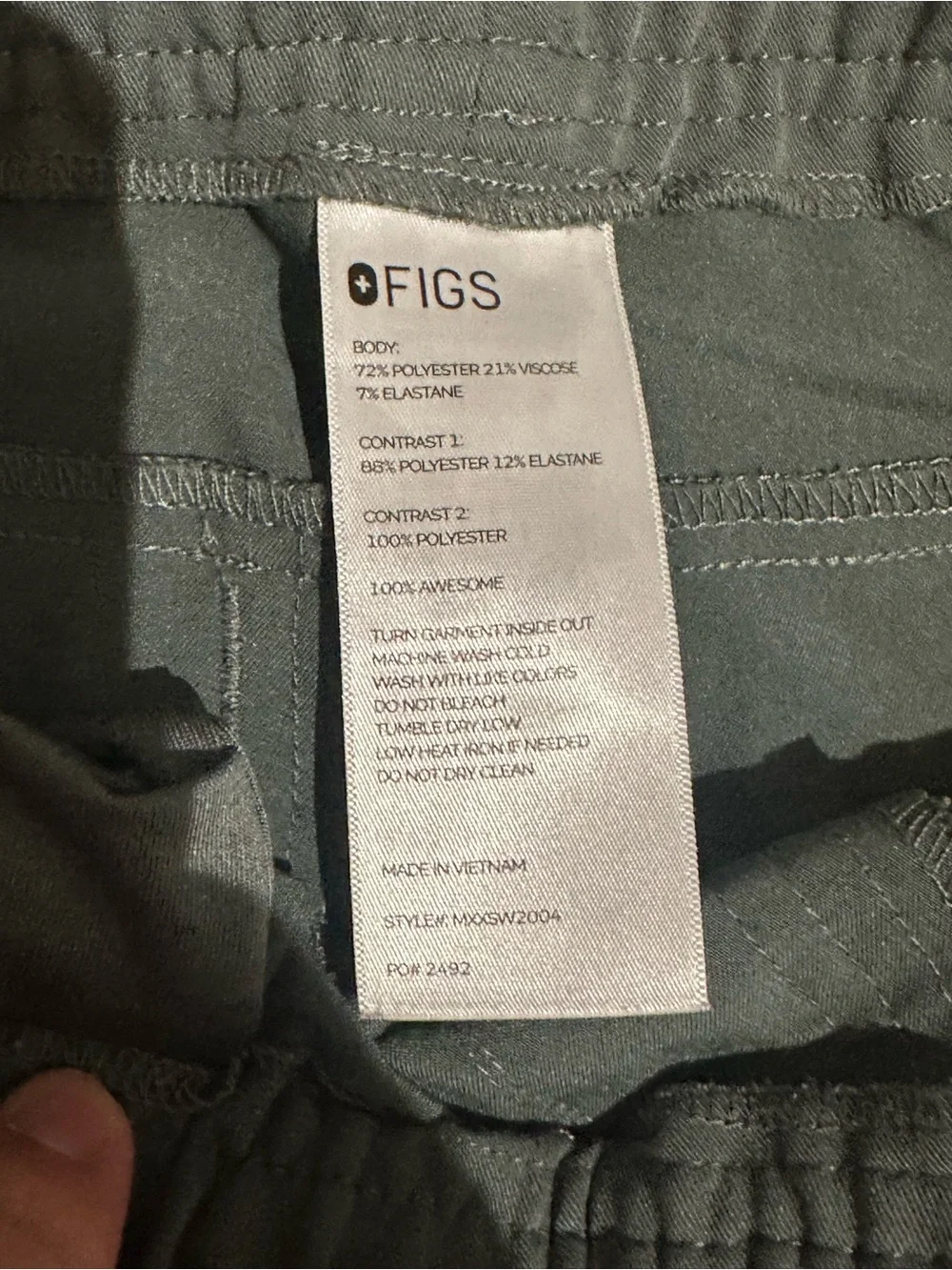 Figs Men's Technical Collection Green Jogger Pants - Size Small